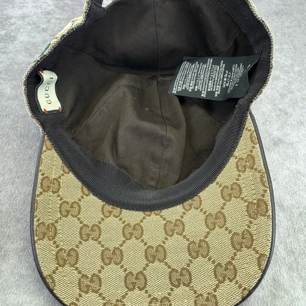 Gucci Classic Web GG Khaki Monogram Cap Hat Small - Picture 7 of 12